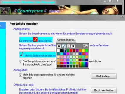 Name farblich machen im MSN