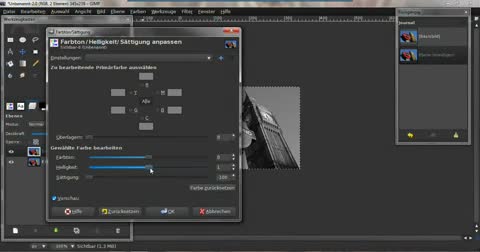 Bunte Bilder mit Gimp teilweise Schwarz-Weiß färben