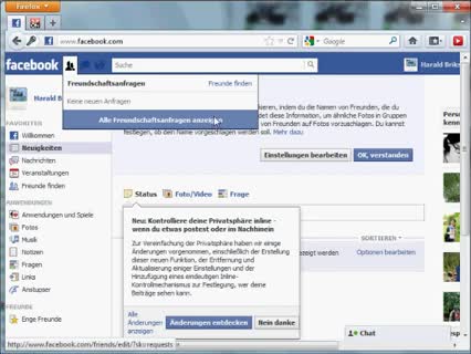 Facebook: Offene und abgelehnte Freundschaftsanfragen sehen