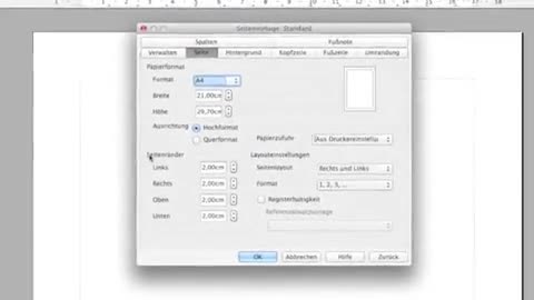 Open Office: Abstand Seitenrand einstellen