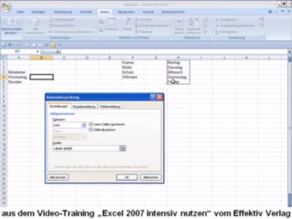 Excel 2007 Datenüberprüfung einfach