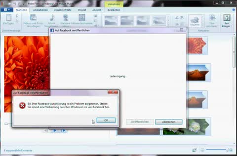 Windows Live Movie Maker - Video auf Facebook veröffentlichen