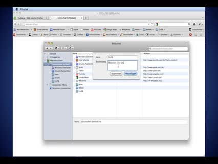 Bookmarks verwalten im Firefox