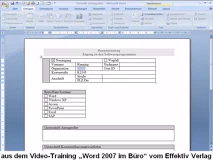 Word 2007 Formular erstellen