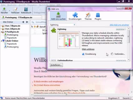 Kalender für Mozilla Thunderbird (Lightning)