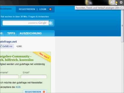 Bookmarks verwalten im IE9