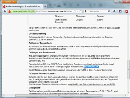 Swiftcode einer Bank ermitteln