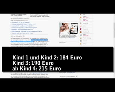 Kindergeld für 2012 berechnen