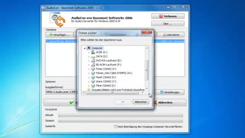 Audio Dateien konvertieren mit AudioCon