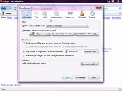 Mehrere Startseiten bei Firefox einstellen