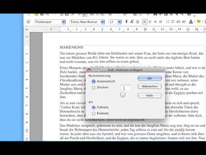 Fußnoten in Open Office anlegen