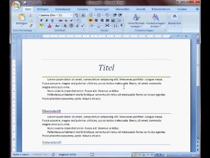 Arbeiten mit Formatvorlagen in Word