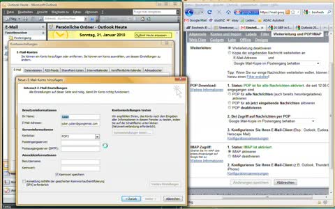 Googlemail-Account auf Outlook einrichten