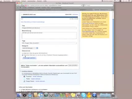 Video-Upload bei Youtube