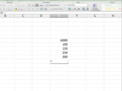 Subtrahieren in Excel 
