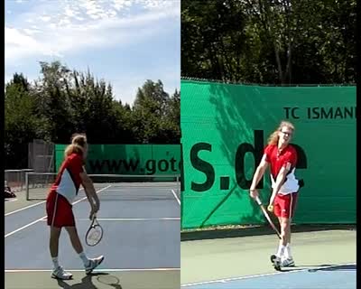 Der Kick Aufschlag im Tennis - Split Screen und Slow Motion