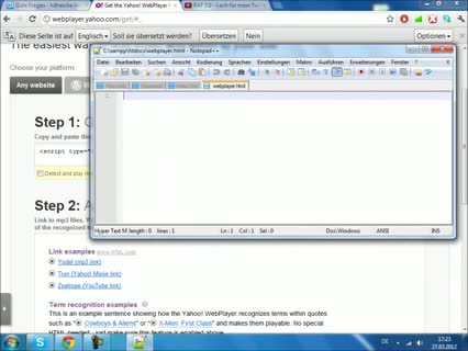 Yahoo Webplayer auf Webseite einbinden - Musik & Videowidergabe