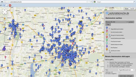 Online-Suche nach dem nächsten Zigarettenautomat