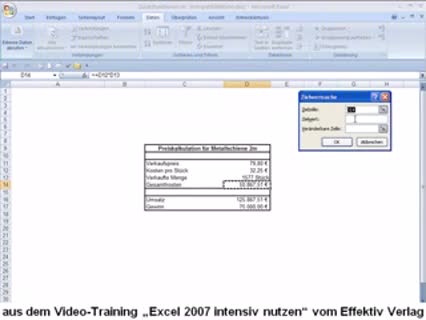 Excel 2007 Zielwertsuche nutzen 