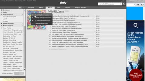 Kostenlos und legal Musik hören mit dem simfy Player