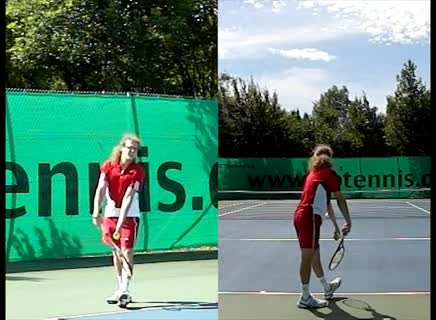 Tennistipp: Gerader Aufschlag als Split Screen und in Zeitlupe