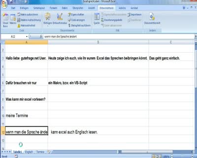 Bringe´ deinem Excel das sprechen bei!